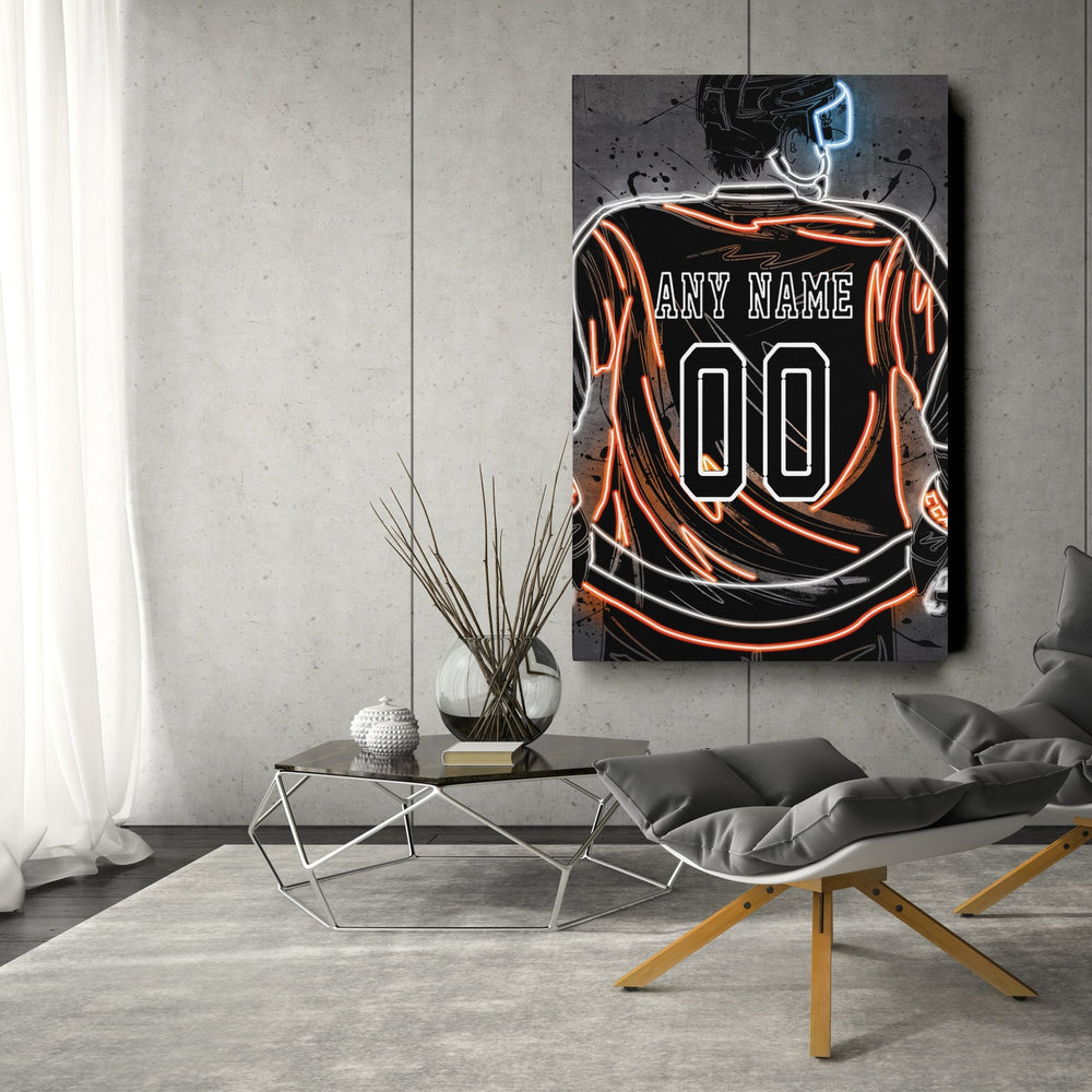 Philadelphia Flyers Custom Jersey Canvas | Neon Wall Art - CanvasNeon
