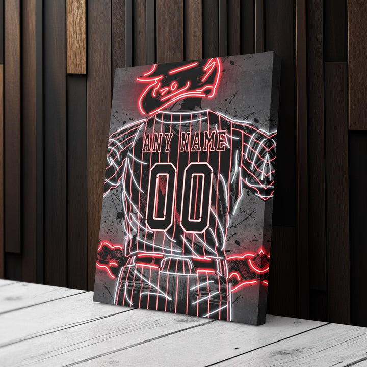 Philadelphia Phillies Custom Jersey Canvas | Neon Wall Art - CanvasNeon