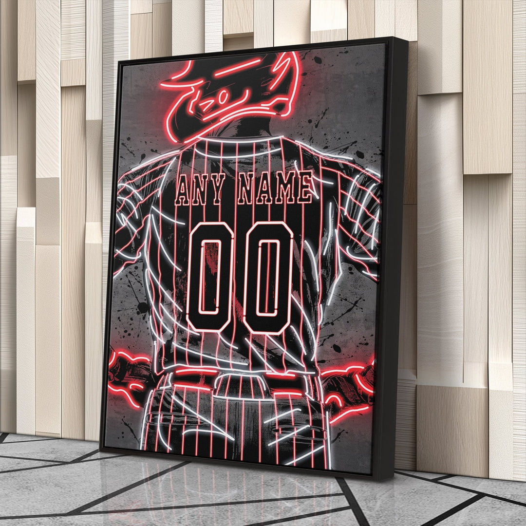 Philadelphia Phillies Custom Jersey Canvas | Neon Wall Art - CanvasNeon
