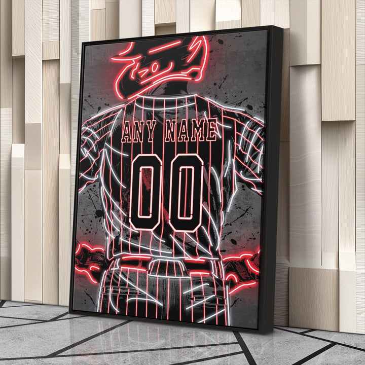 Philadelphia Phillies Custom Jersey Canvas | Neon Wall Art - CanvasNeon