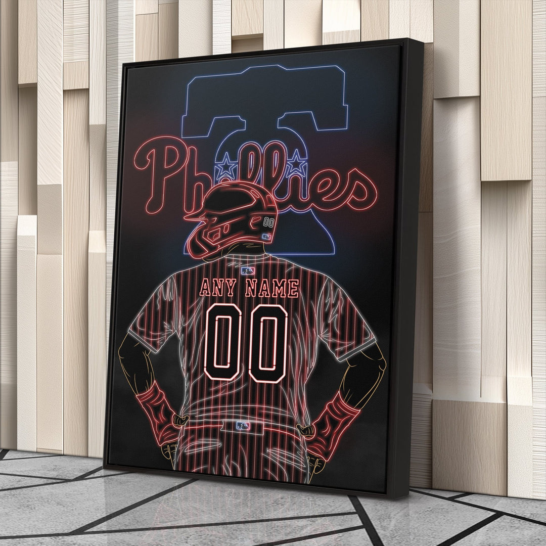 Philadelphia Phillies Personalized Jersey Canvas | Neon Wall Art - CanvasNeon