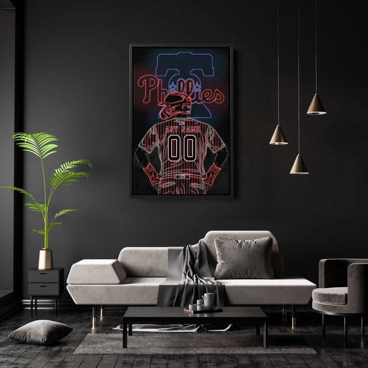 Philadelphia Phillies Personalized Jersey Canvas | Neon Wall Art - CanvasNeon