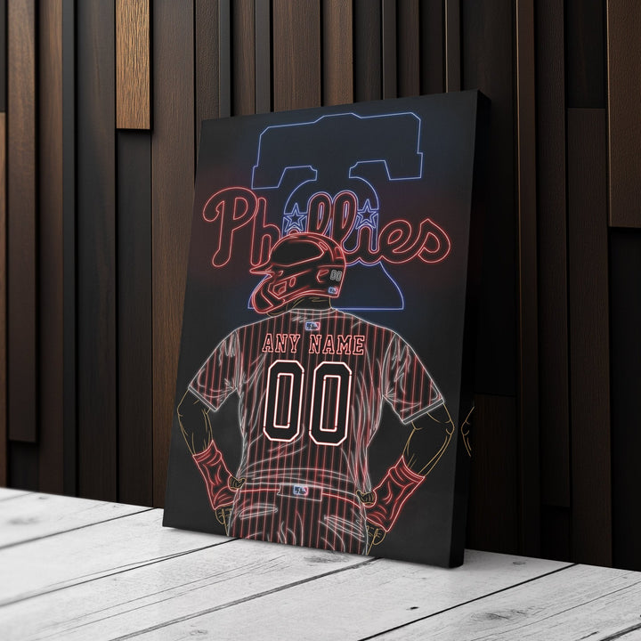Philadelphia Phillies Personalized Jersey Canvas | Neon Wall Art - CanvasNeon