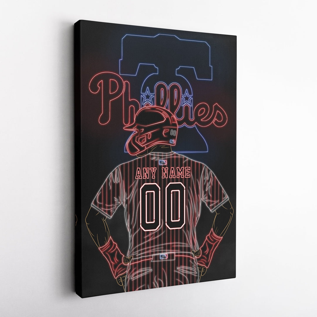 Philadelphia Phillies Personalized Jersey Canvas | Neon Wall Art - CanvasNeon