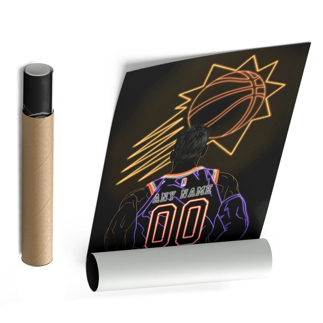 Phoenix Suns Personalized Jersey Canvas | Neon Wall Art - CanvasNeon