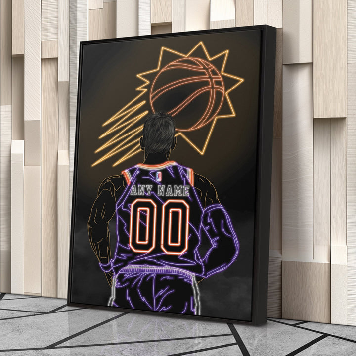 Phoenix Suns Personalized Jersey Canvas | Neon Wall Art - CanvasNeon