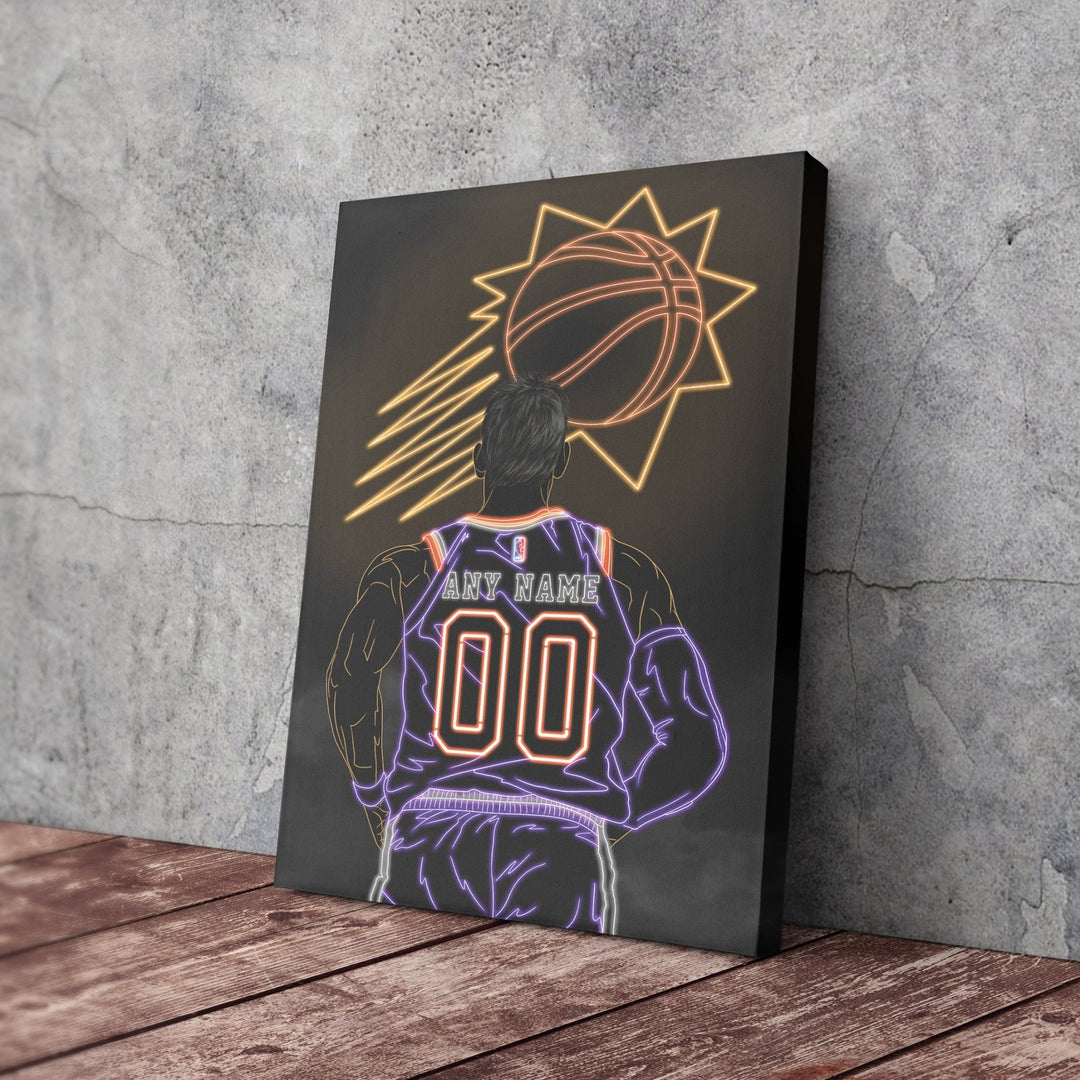 Phoenix Suns Personalized Jersey Canvas | Neon Wall Art - CanvasNeon