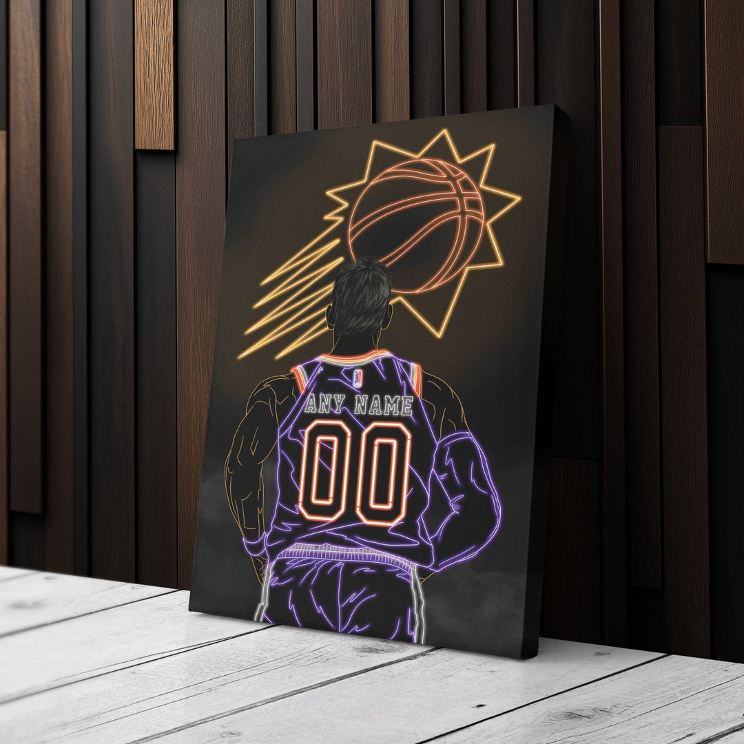 Phoenix Suns Personalized Jersey Canvas | Neon Wall Art - CanvasNeon