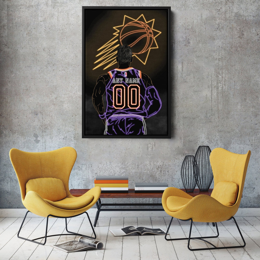 Phoenix Suns Personalized Jersey Canvas | Neon Wall Art - CanvasNeon