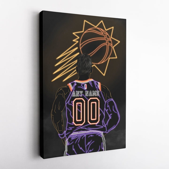 Phoenix Suns Personalized Jersey Canvas | Neon Wall Art - CanvasNeon