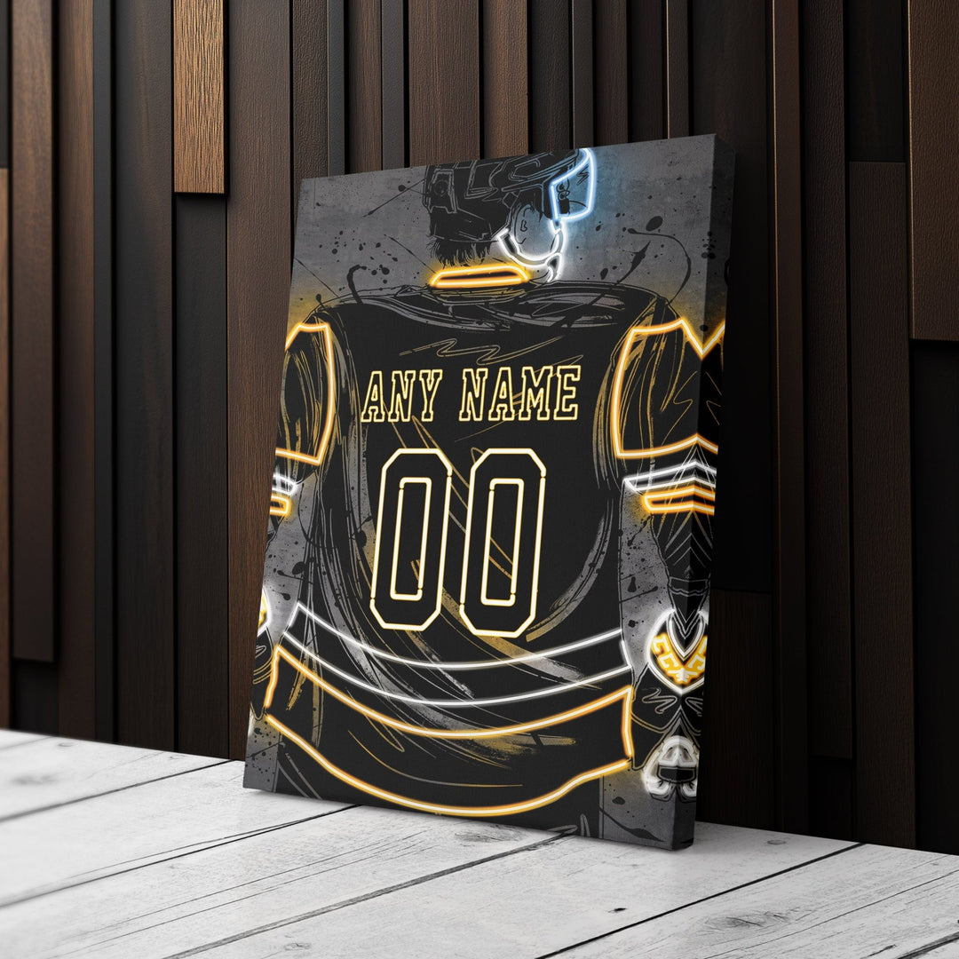 Pittsburgh Penguins Custom Jersey Canvas | Neon Wall Art - CanvasNeon