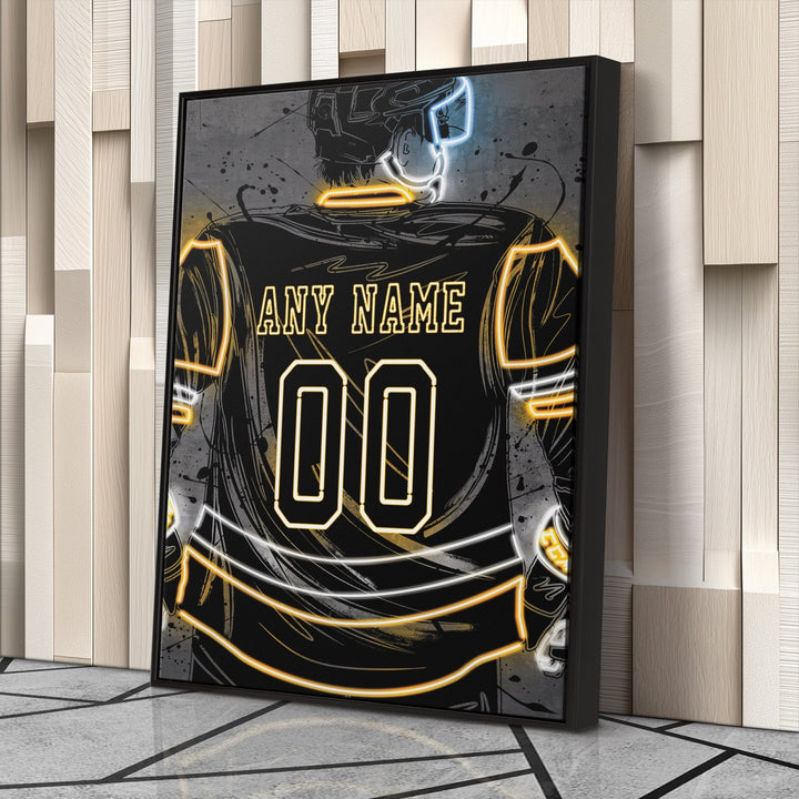 Pittsburgh Penguins Custom Jersey Canvas | Neon Wall Art - CanvasNeon