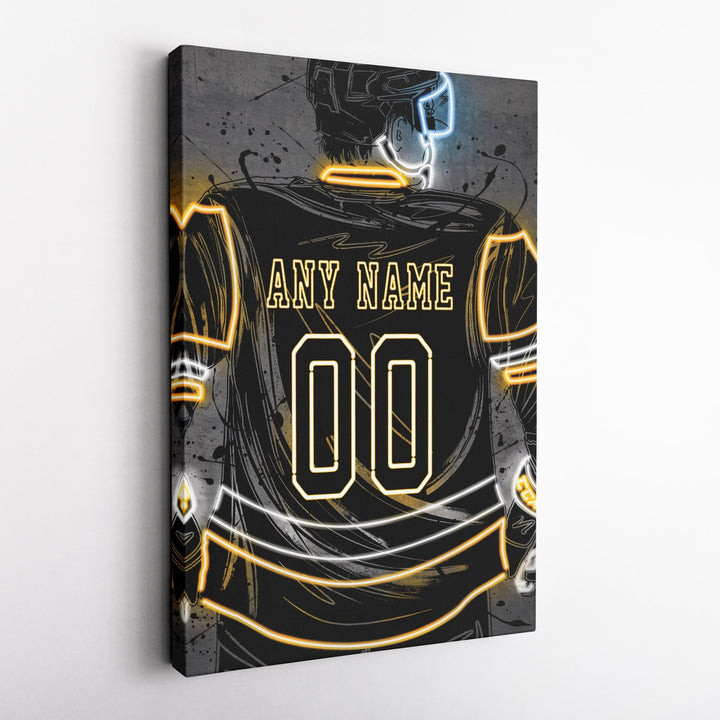 Pittsburgh Penguins Custom Jersey Canvas | Neon Wall Art - CanvasNeon
