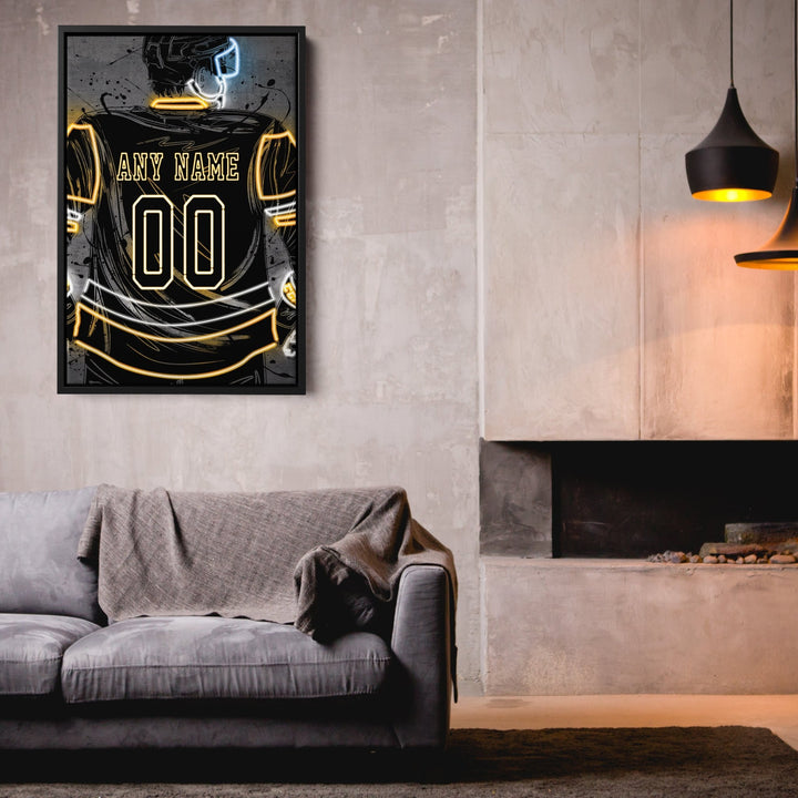 Pittsburgh Penguins Custom Jersey Canvas | Neon Wall Art - CanvasNeon