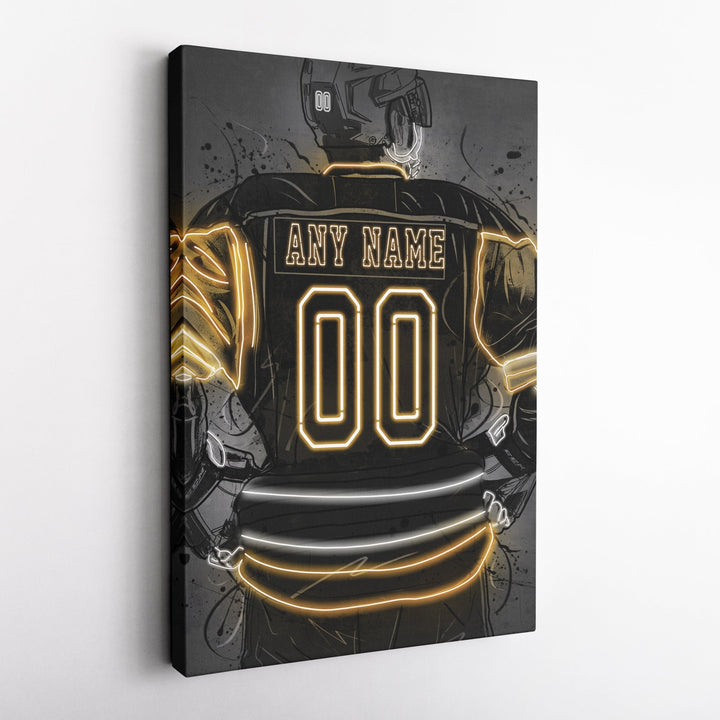 Pittsburgh Penguins Custom Jersey Canvas | Neon Wall Art - CanvasNeon