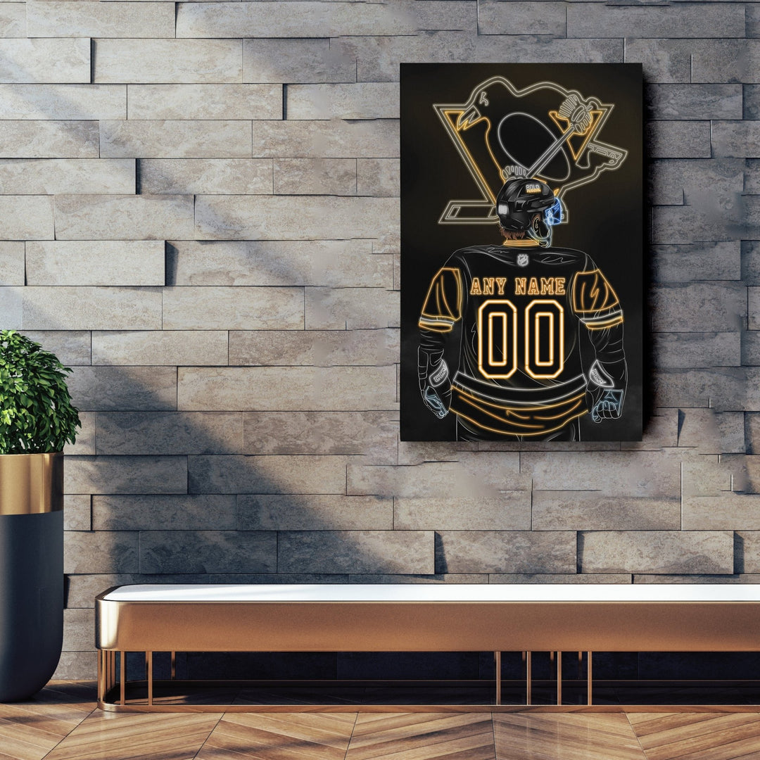 Pittsburgh Penguins Personalized Jersey Canvas | Neon Wall Art - CanvasNeon