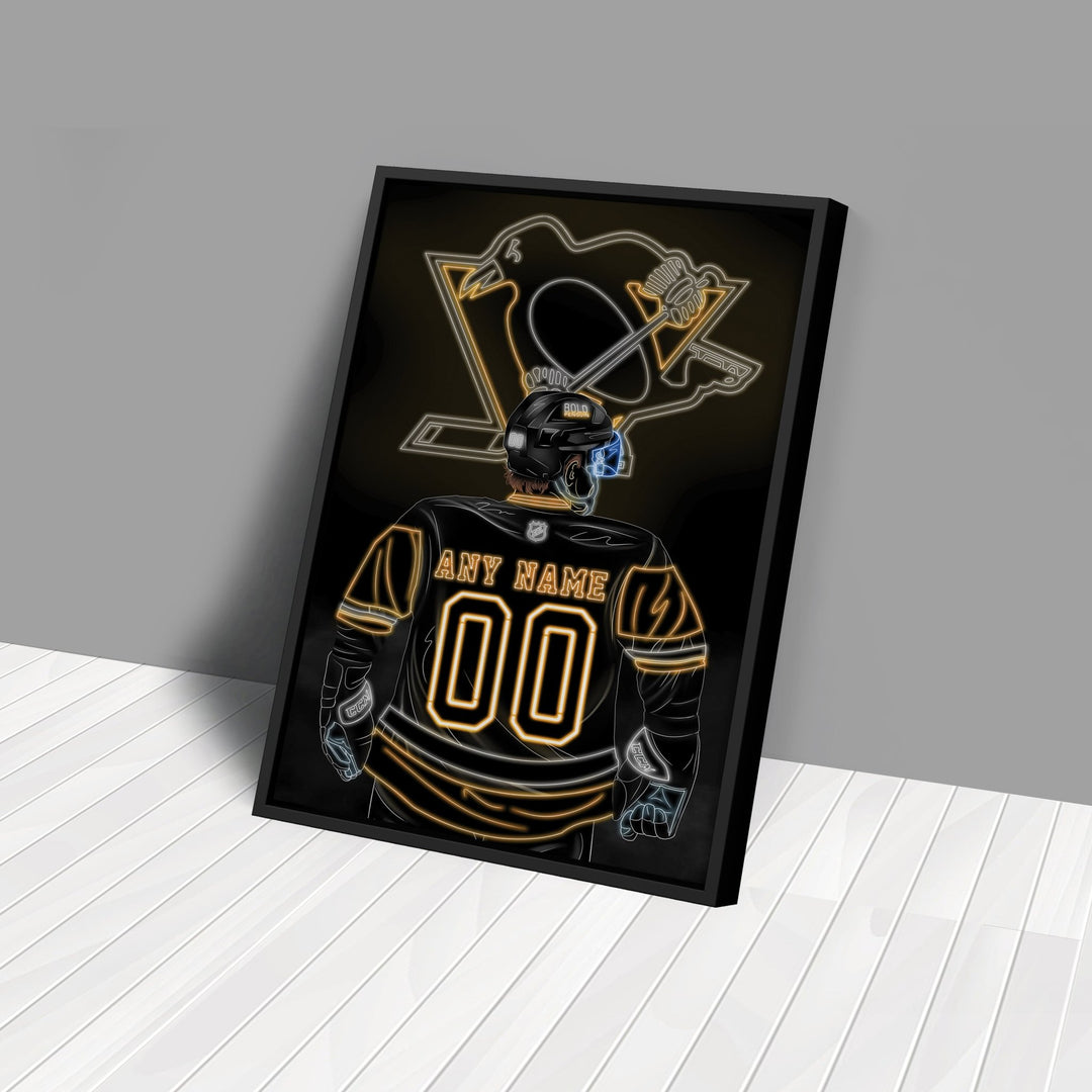 Pittsburgh Penguins Personalized Jersey Canvas | Neon Wall Art - CanvasNeon