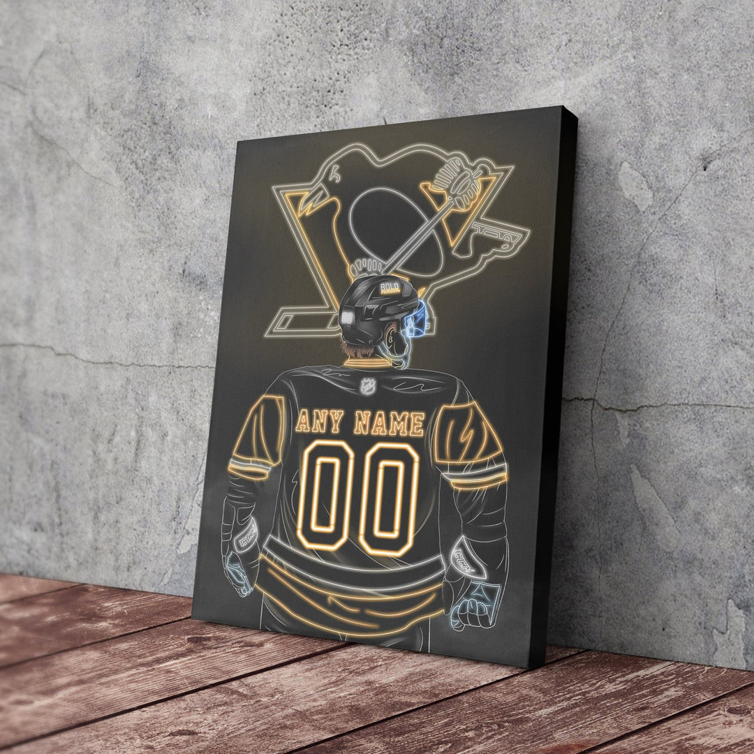 Pittsburgh Penguins Personalized Jersey Canvas | Neon Wall Art - CanvasNeon