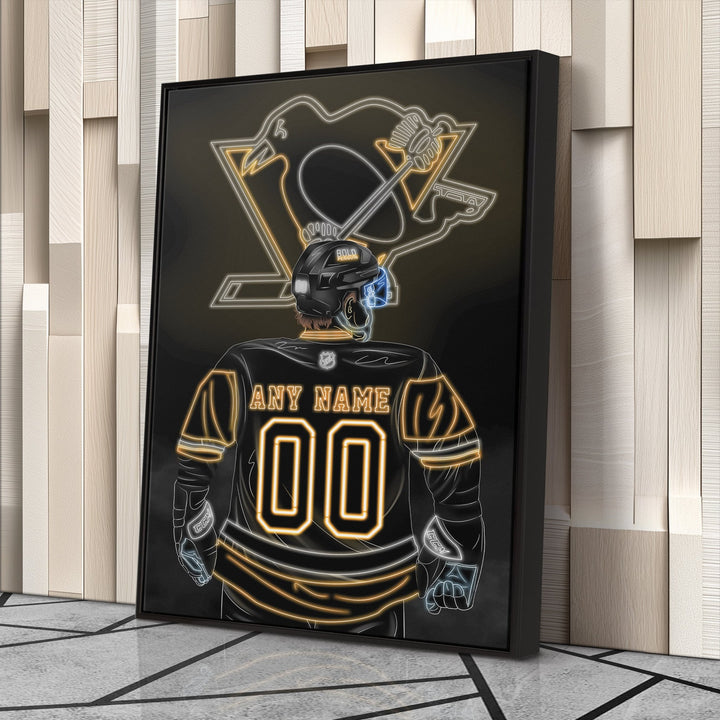 Pittsburgh Penguins Personalized Jersey Canvas | Neon Wall Art - CanvasNeon