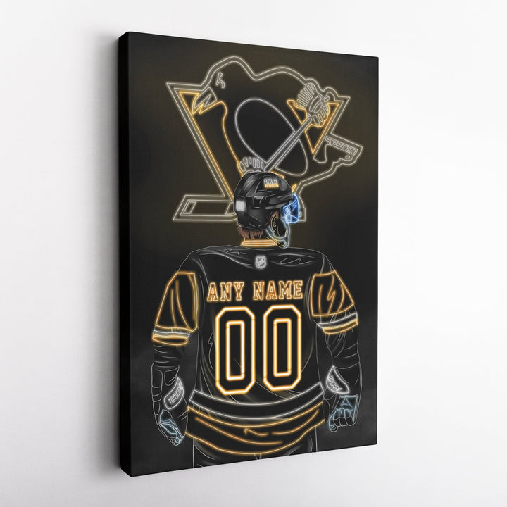 Pittsburgh Penguins Personalized Jersey Canvas | Neon Wall Art - CanvasNeon