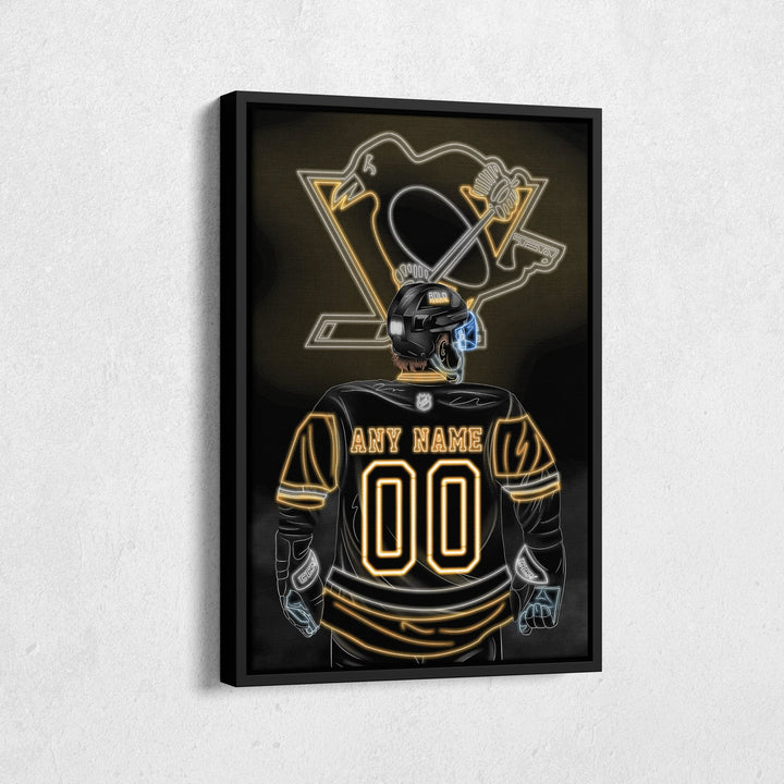 Pittsburgh Penguins Personalized Jersey Canvas | Neon Wall Art - CanvasNeon