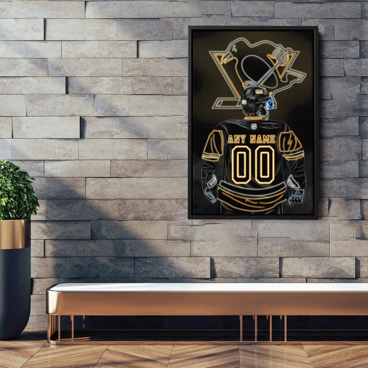 Pittsburgh Penguins Personalized Jersey Canvas | Neon Wall Art - CanvasNeon