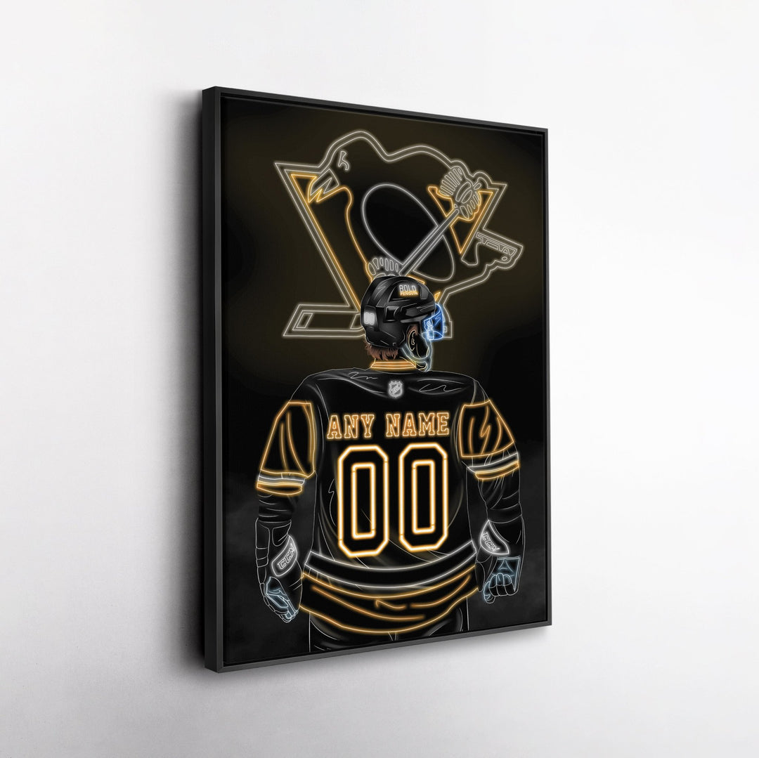 Pittsburgh Penguins Personalized Jersey Canvas | Neon Wall Art - CanvasNeon