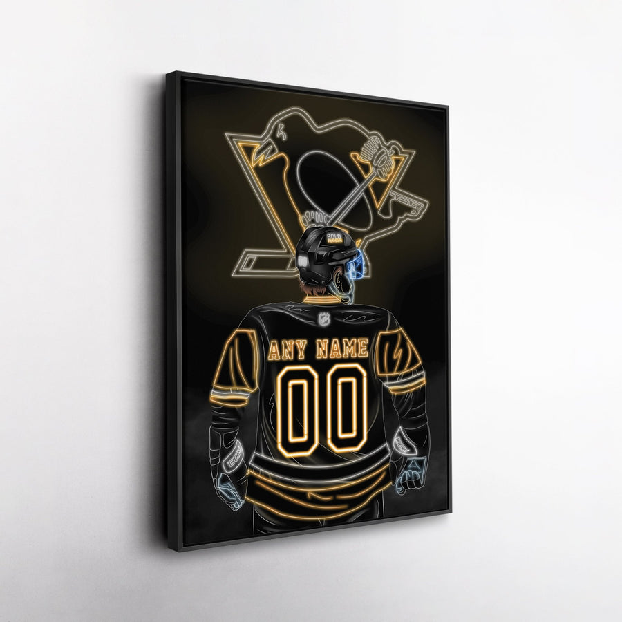 Pittsburgh Penguins Personalized Jersey Canvas | Neon Wall Art - CanvasNeon