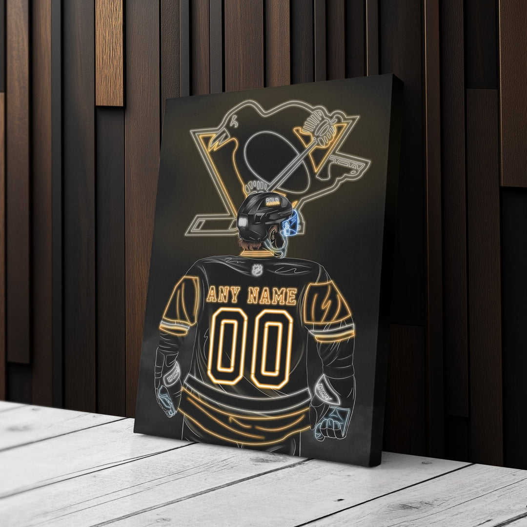 Pittsburgh Penguins Personalized Jersey Canvas | Neon Wall Art - CanvasNeon