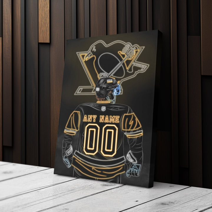 Pittsburgh Penguins Personalized Jersey Canvas | Neon Wall Art - CanvasNeon