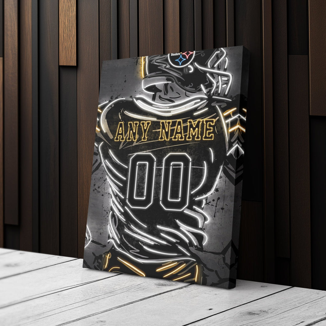Pittsburgh Steelers Custom Jersey Canvas | Neon Wall Art - CanvasNeon