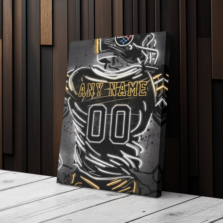 Pittsburgh Steelers Custom Jersey Canvas | Neon Wall Art - CanvasNeon