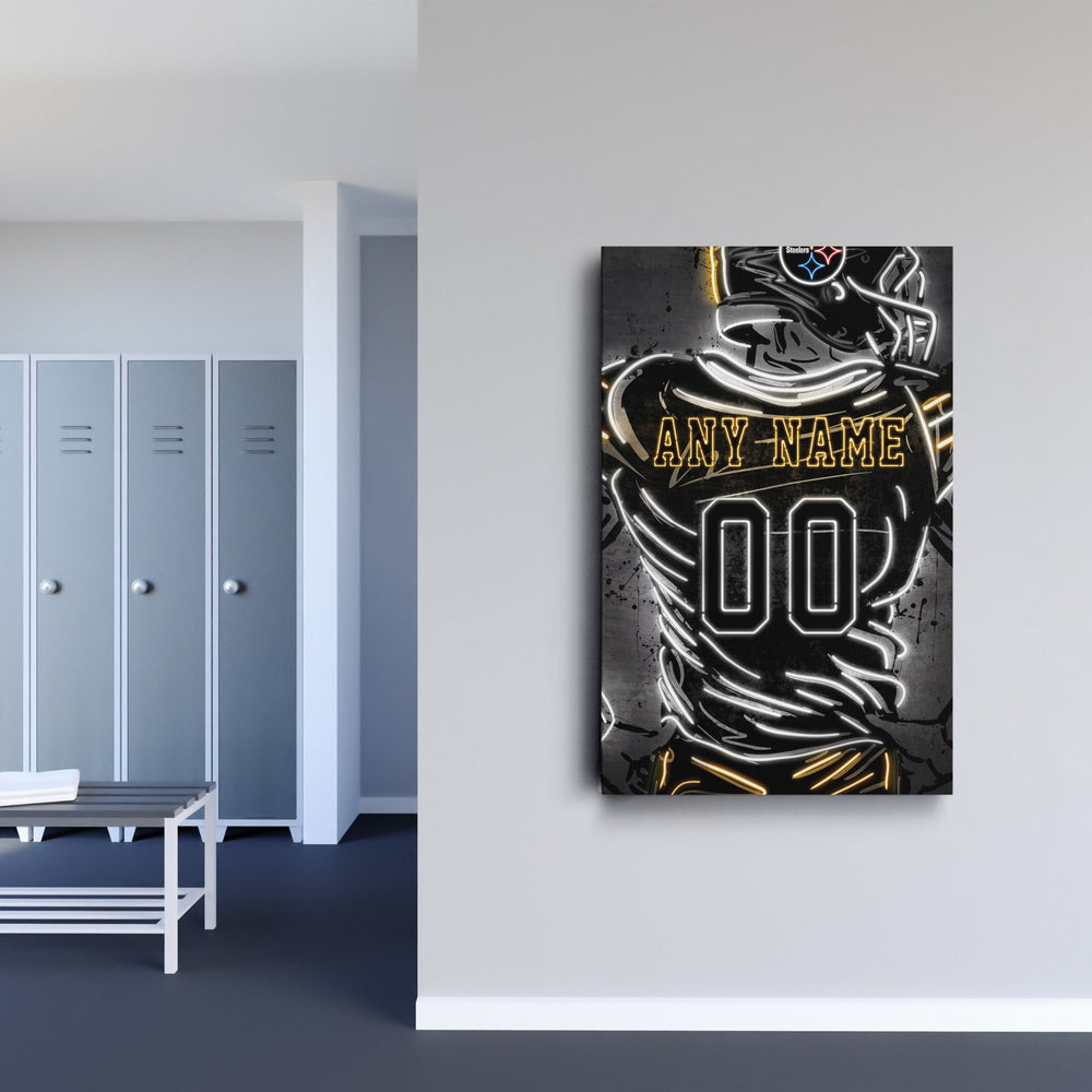 Pittsburgh Steelers Custom Jersey Canvas | Neon Wall Art - CanvasNeon