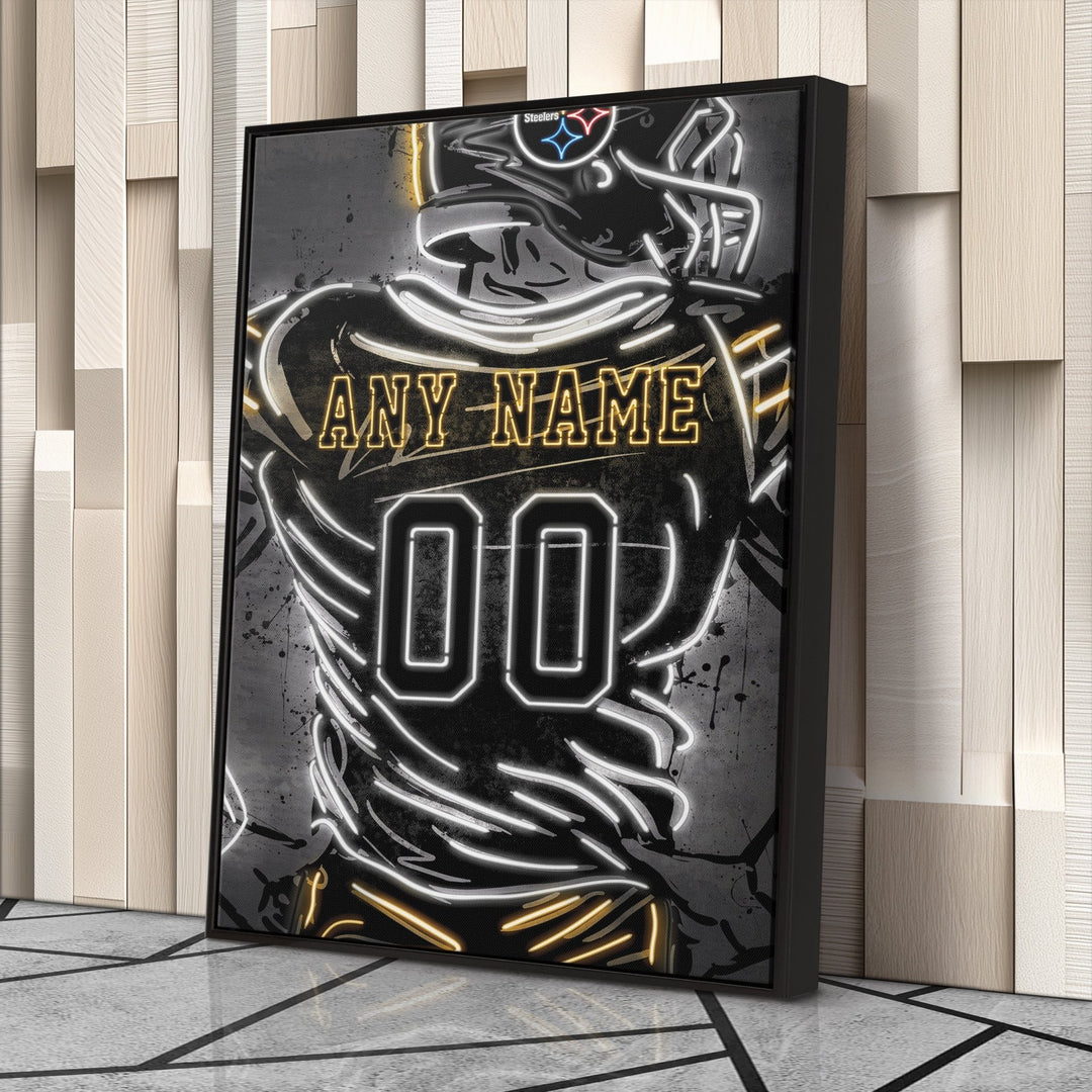 Pittsburgh Steelers Custom Jersey Canvas | Neon Wall Art - CanvasNeon