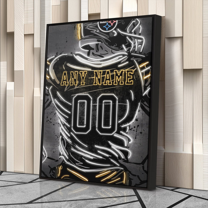 Pittsburgh Steelers Custom Jersey Canvas | Neon Wall Art - CanvasNeon
