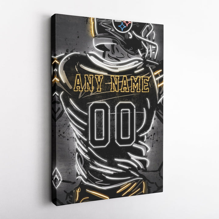Pittsburgh Steelers Custom Jersey Canvas | Neon Wall Art - CanvasNeon