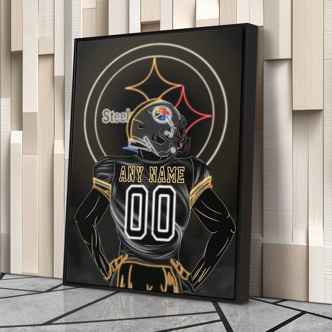 Pittsburgh Steelers Personalized Jersey Canvas | Neon Wall Art - CanvasNeon
