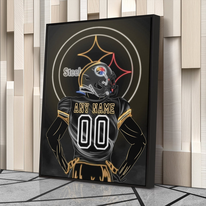 Pittsburgh Steelers Personalized Jersey Canvas | Neon Wall Art - CanvasNeon