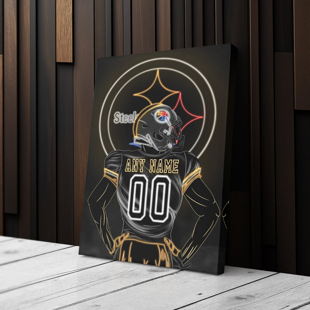 Pittsburgh Steelers Personalized Jersey Canvas | Neon Wall Art - CanvasNeon