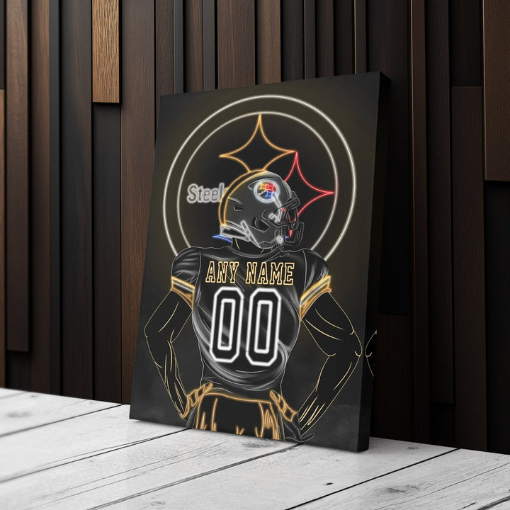 Pittsburgh Steelers Personalized Jersey Canvas | Neon Wall Art - CanvasNeon