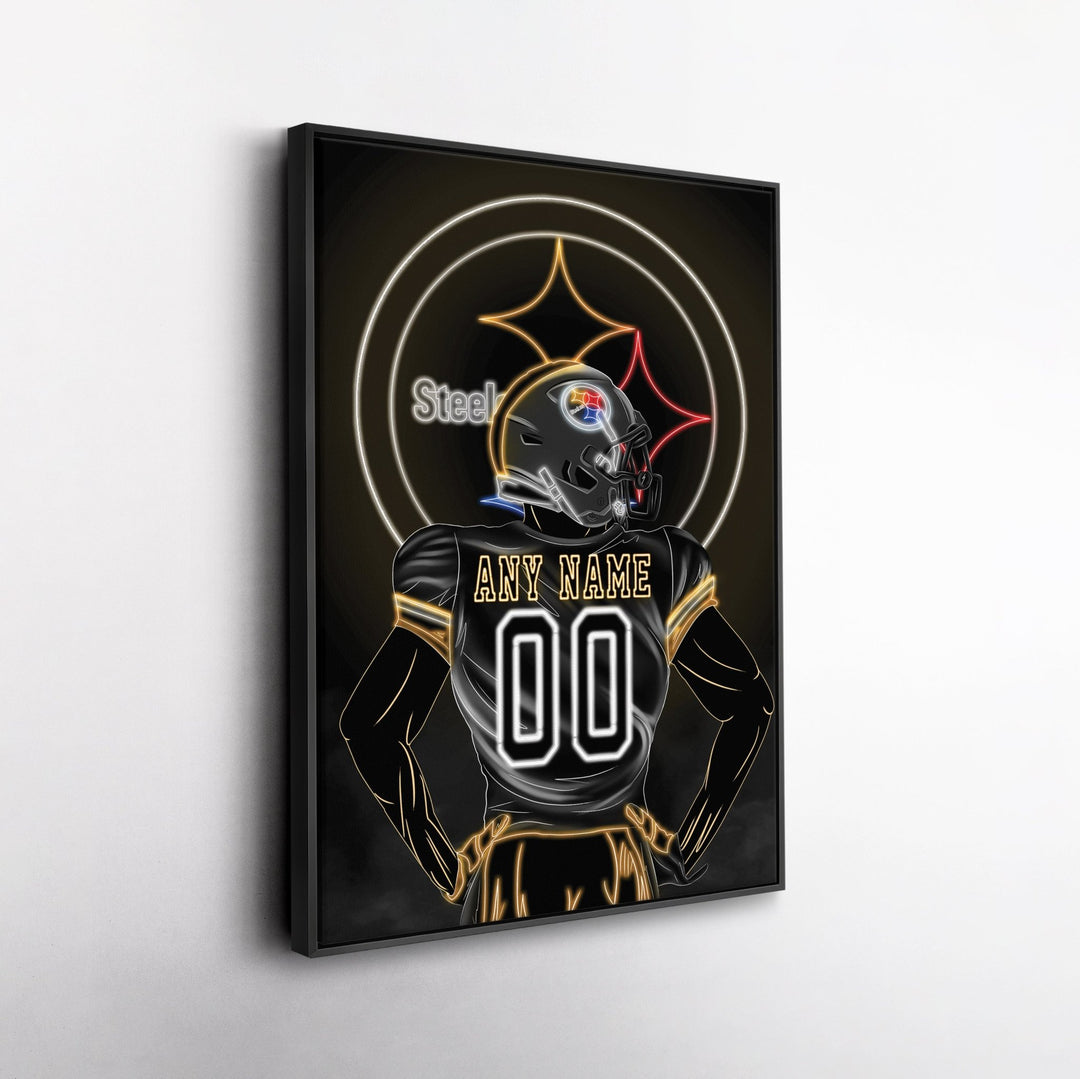Pittsburgh Steelers Personalized Jersey Canvas | Neon Wall Art - CanvasNeon