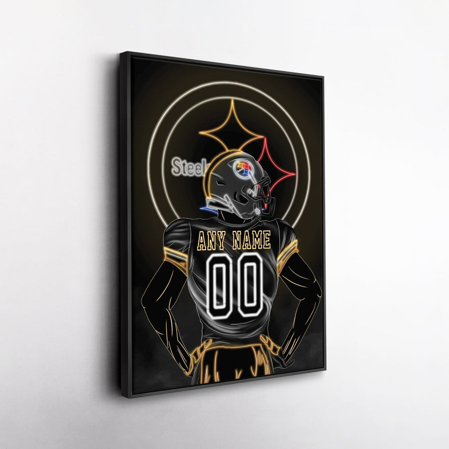 Pittsburgh Steelers Personalized Jersey Canvas | Neon Wall Art - CanvasNeon