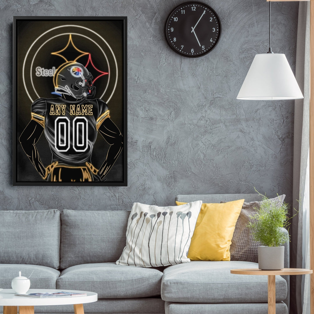 Pittsburgh Steelers Personalized Jersey Canvas | Neon Wall Art - CanvasNeon