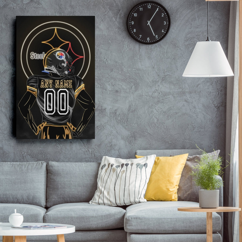 Pittsburgh Steelers Personalized Jersey Canvas | Neon Wall Art - CanvasNeon