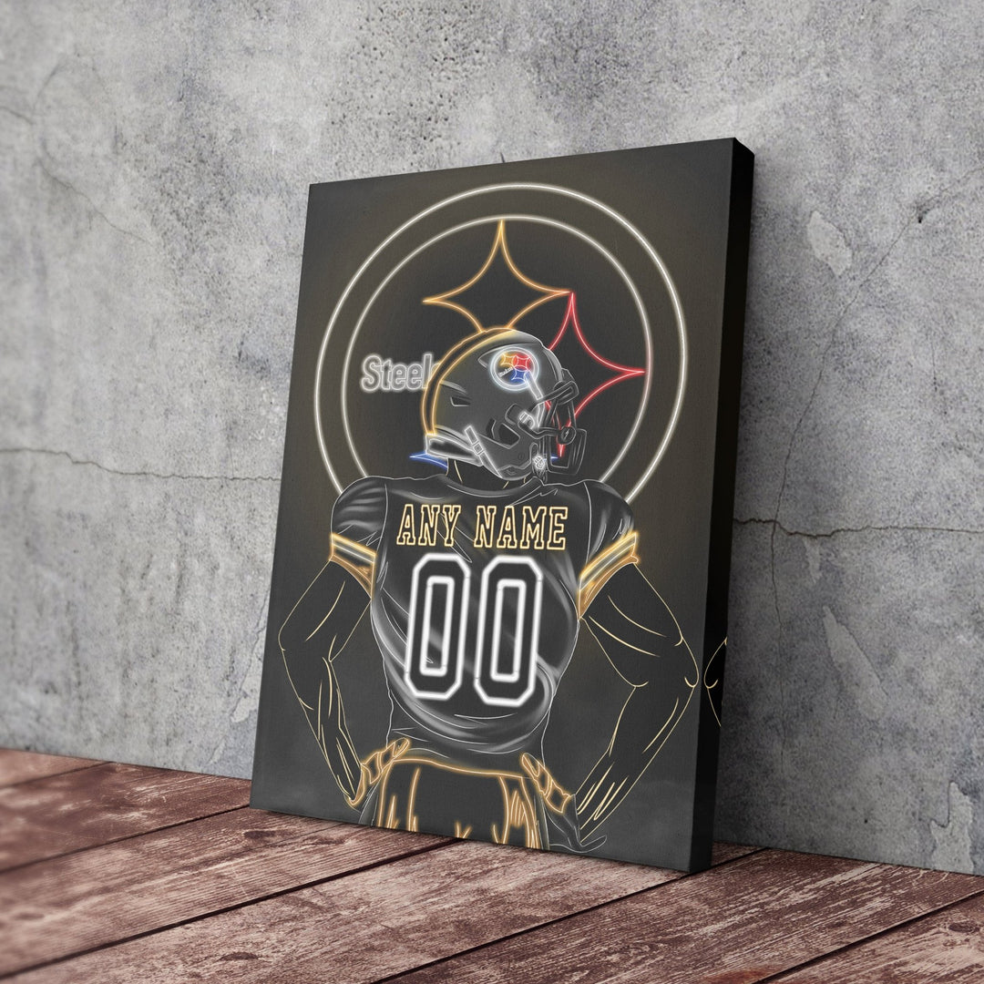 Pittsburgh Steelers Personalized Jersey Canvas | Neon Wall Art - CanvasNeon