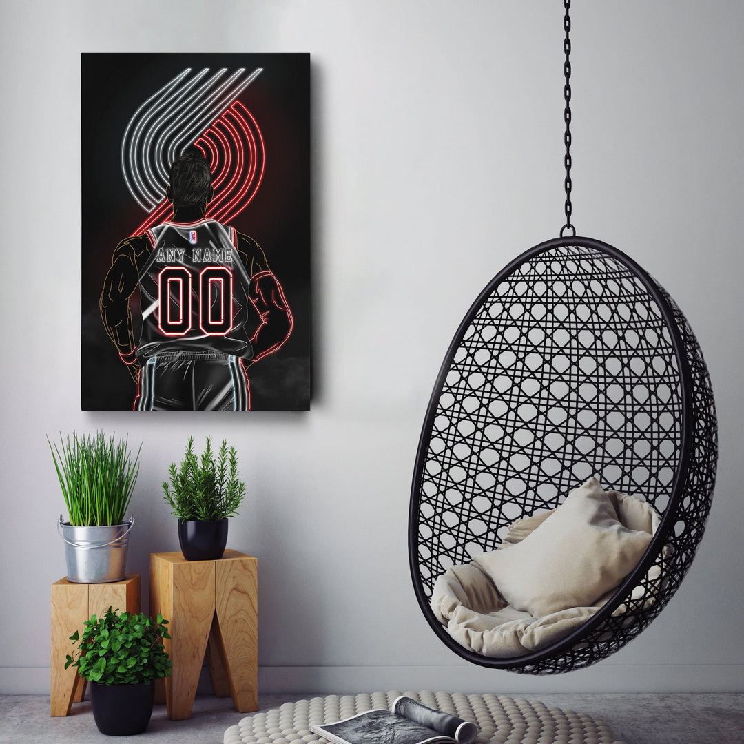 Portland Trail Blazers Personalized Jersey Canvas | Neon Wall Art - CanvasNeon