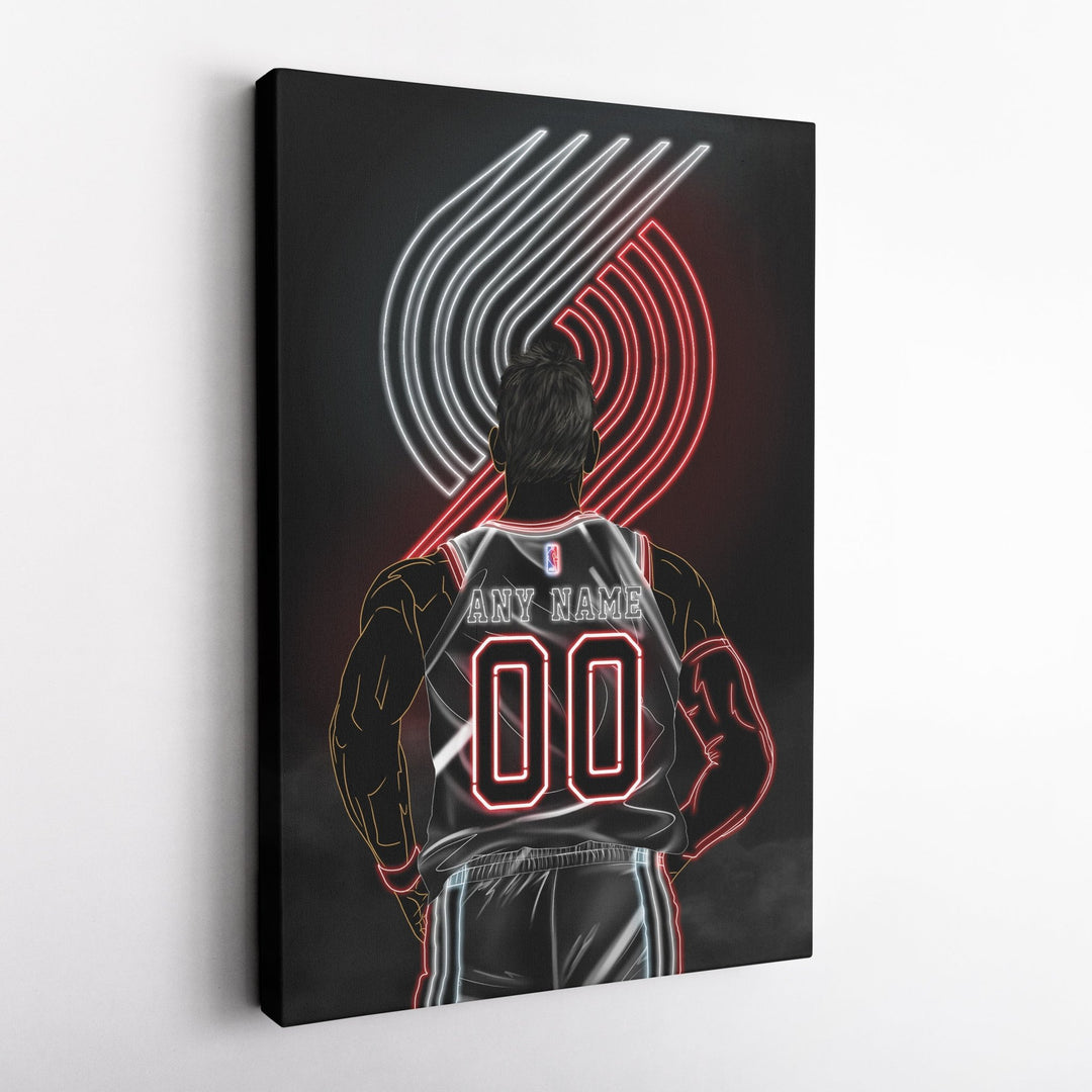 Portland Trail Blazers Personalized Jersey Canvas | Neon Wall Art - CanvasNeon