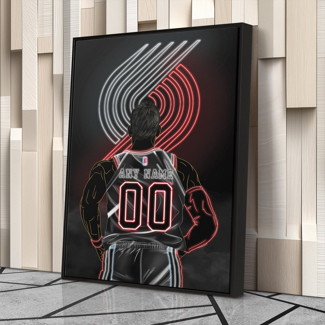 Portland Trail Blazers Personalized Jersey Canvas | Neon Wall Art - CanvasNeon