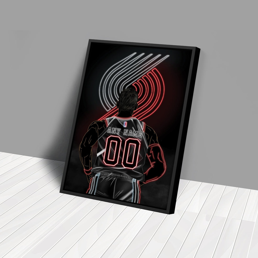 Portland Trail Blazers Personalized Jersey Canvas | Neon Wall Art - CanvasNeon