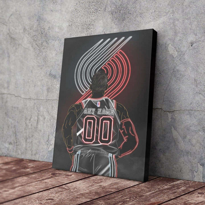 Portland Trail Blazers Personalized Jersey Canvas | Neon Wall Art - CanvasNeon